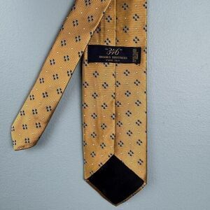 Brooks Brothers 346 Gold‎ Blue Circle Dots Silk 3" Neck Tie USA Made